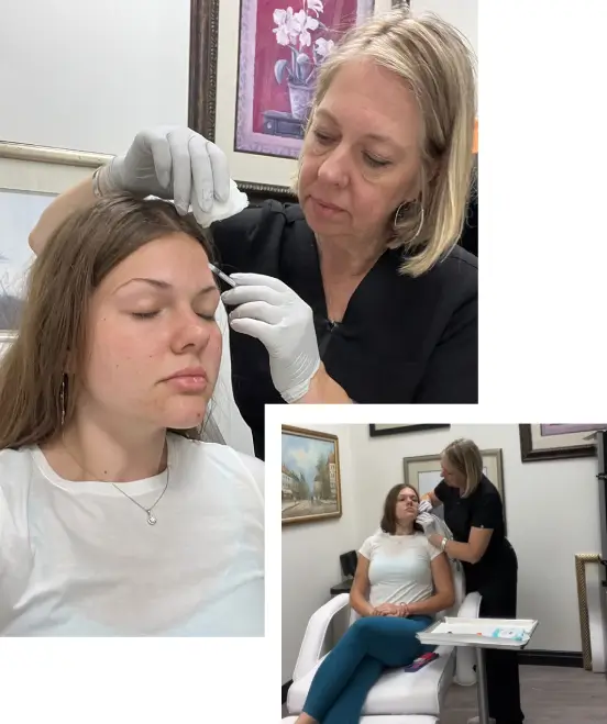 Lisa Kubiak, RN of Hydrate GA in Athens, administering a functional health treatment to a patient to address symptoms of fatigue and brain fog.